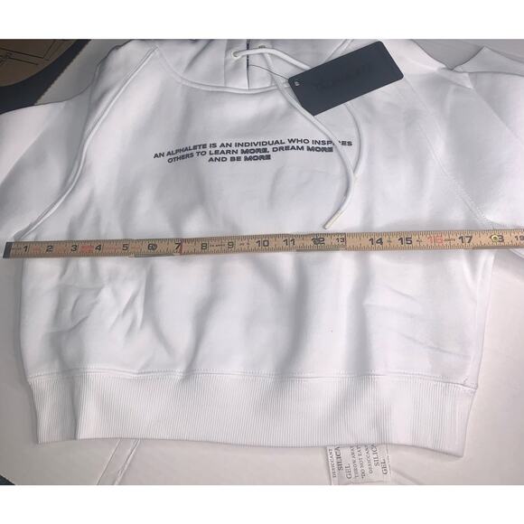 ALPHALETE Legacy Performance Cropped Hoodie. White. Small - Picture 8 of 15